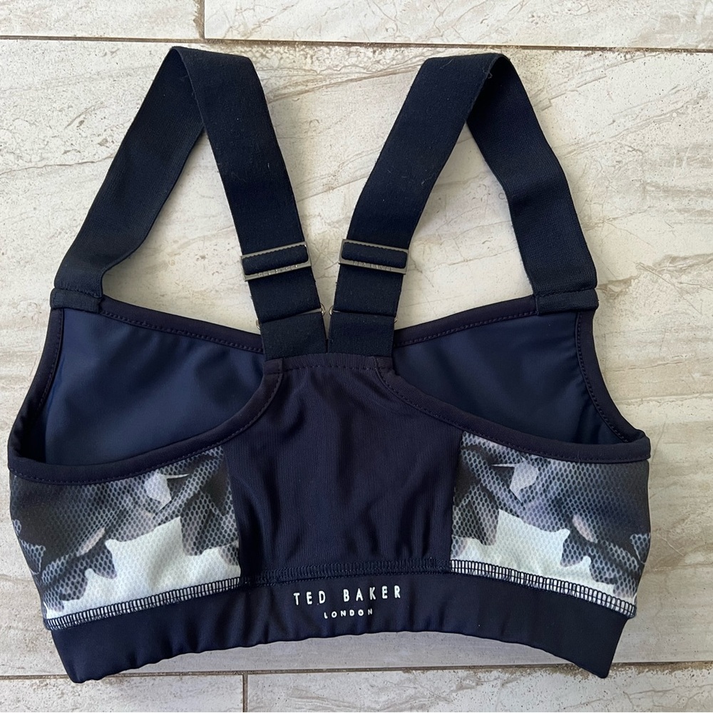 Ted Baker Navy and Gray Floral Sports Bra